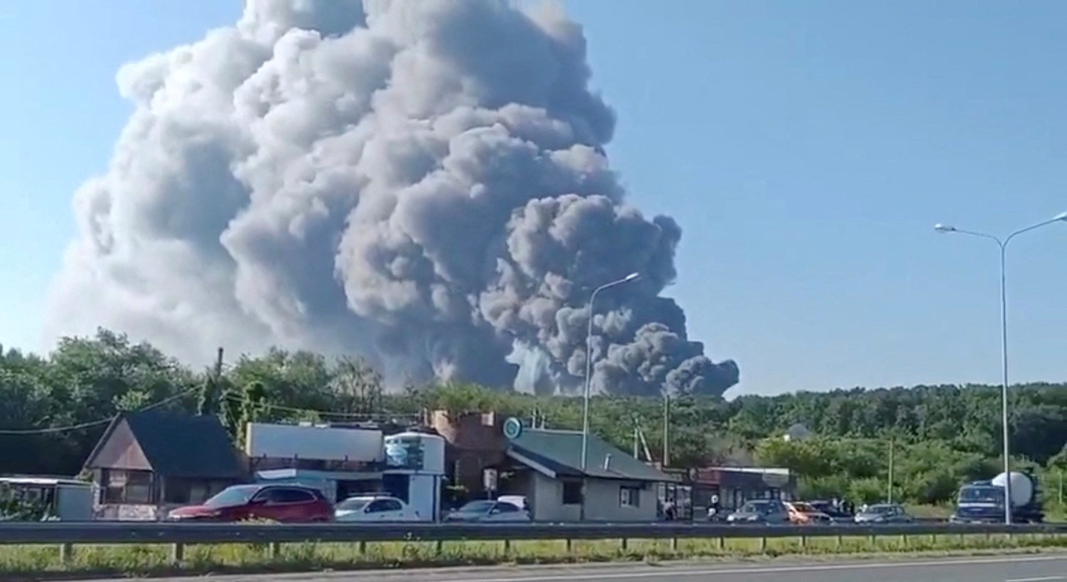 FILE PHOTO: Smoke rises after a Ukrainian drone attack on a Wildberries warehouse, in Novosemeykino, Samara region, Russia, August 2, 2026, in this still image obtained from a video. SOCIAL MEDIA/via REUTERS  THIS IMAGE HAS BEEN SUPPLIED BY A THIRD