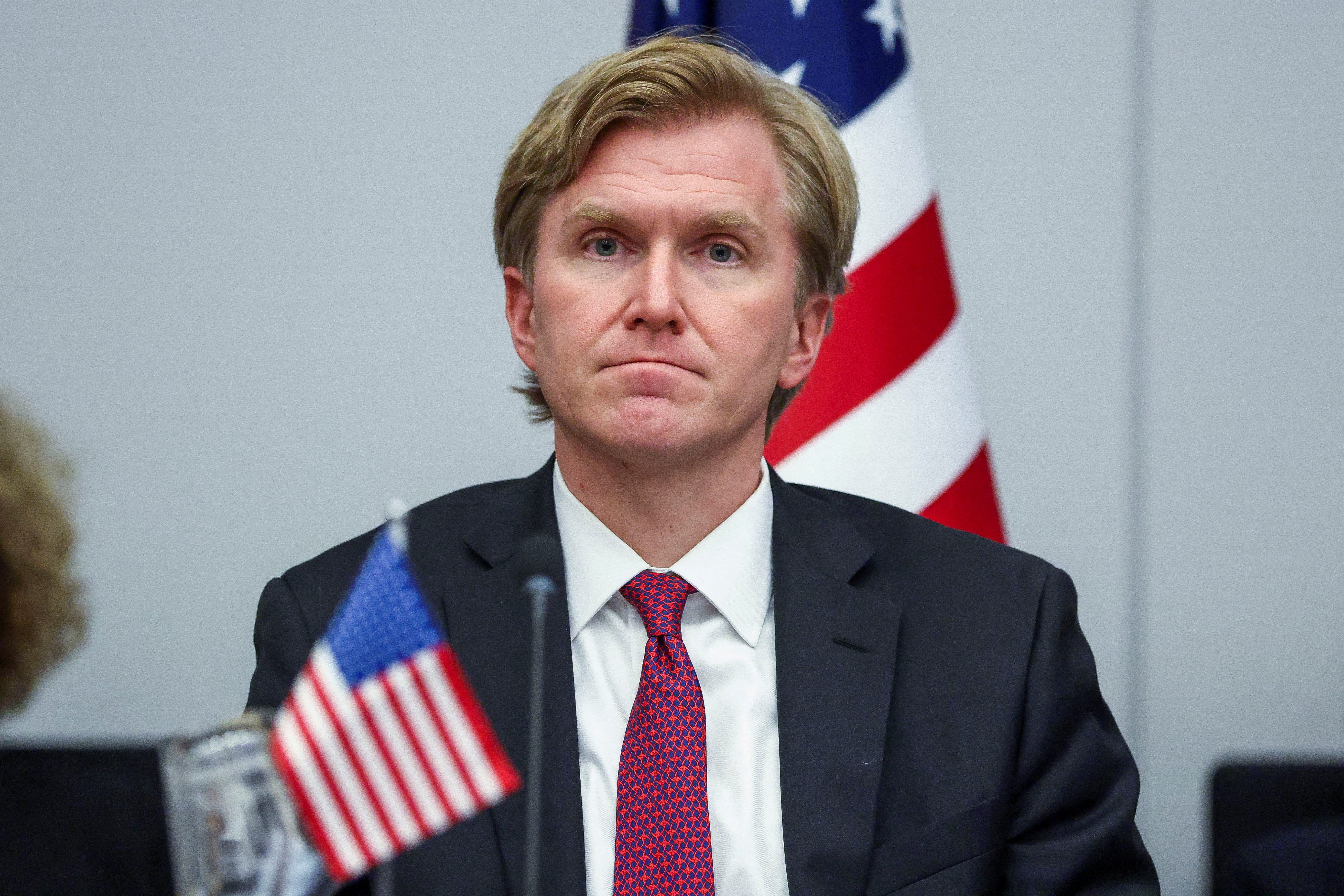FILE PHOTO: U.S. Under Secretary of Defence Elbridge Colby attends a meeting of the Ukraine Defence Contact Group, after a meeting of NATO Defence Ministers at the Alliance headquarters, in Brussels, Belgium February 12, 2026. REUTERS/Tom Nicholson/File