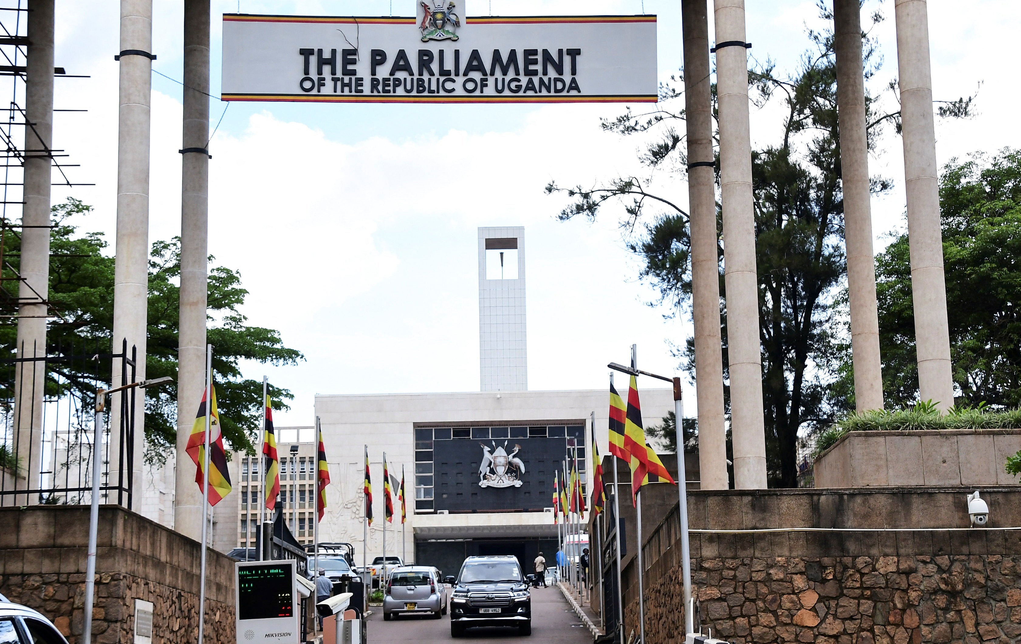 FILE PHOTO: A general view shows the entrance to the Ugandan Parliament building in Kampala, Uganda May 2, 2023. REUTERS/Abubaker Lubowa/ File Photo