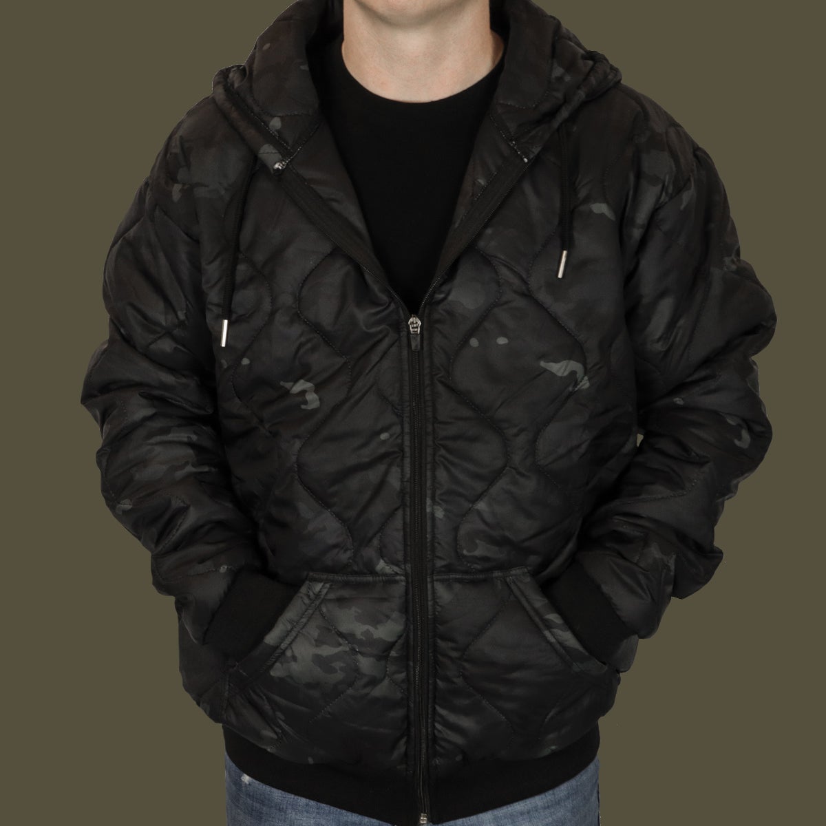 MC Black Camo Quilted Hoodie